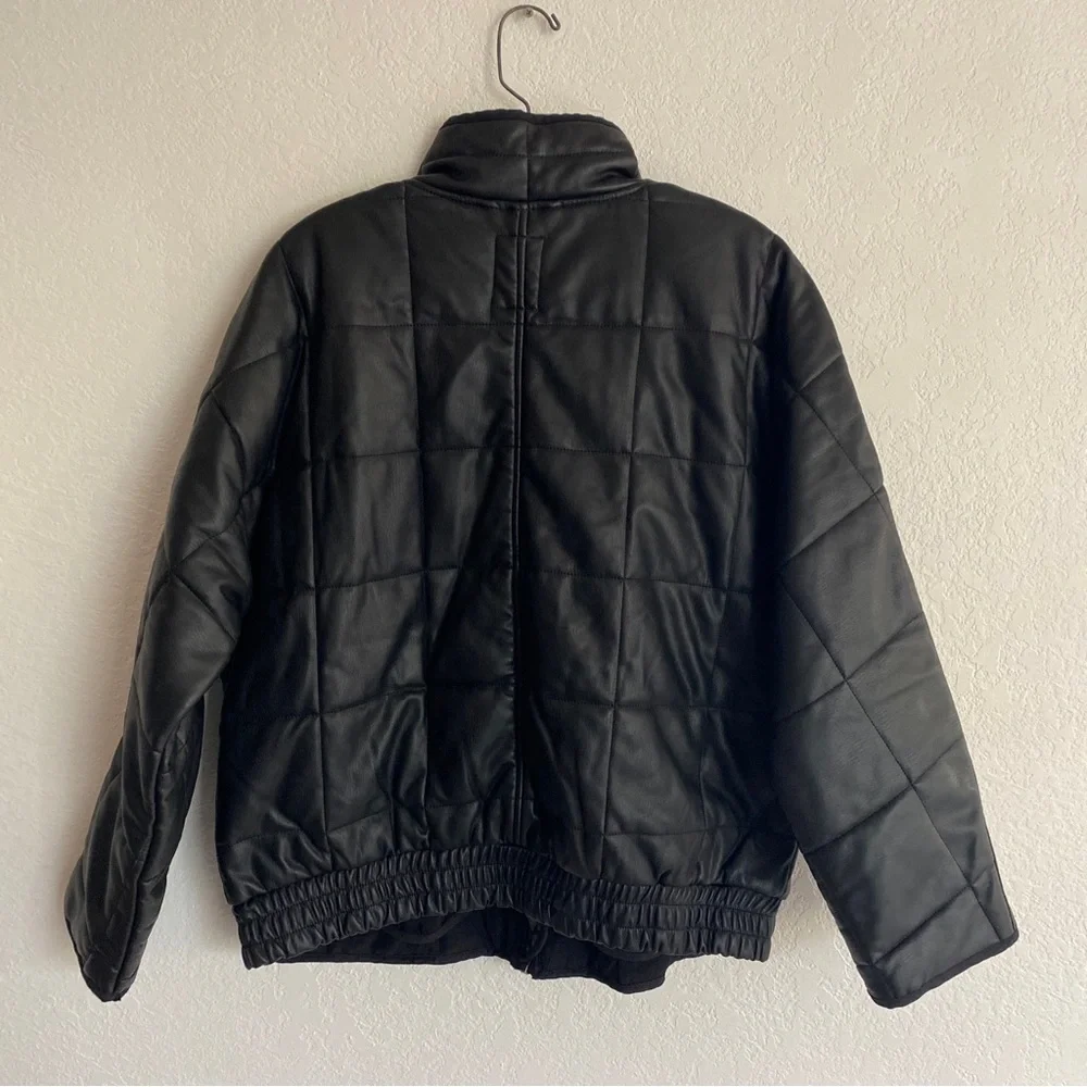 NWT We The FREE PEOPLE Black Vegan Leather Jacket Msrp $198 SZ SMALL - Picture 6 of 7